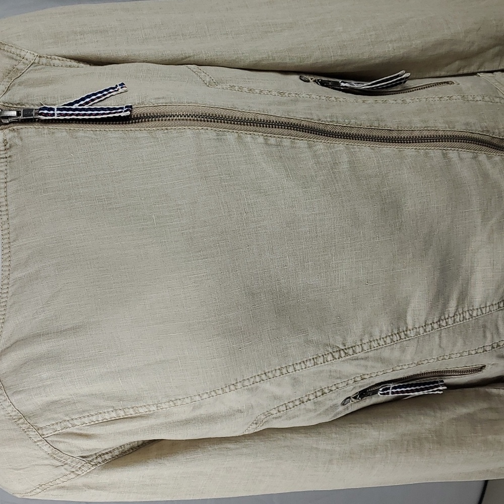 Micheal Stars linen Asimetrical moto Jacket. Tan color. Size M - Picture 6 of 8